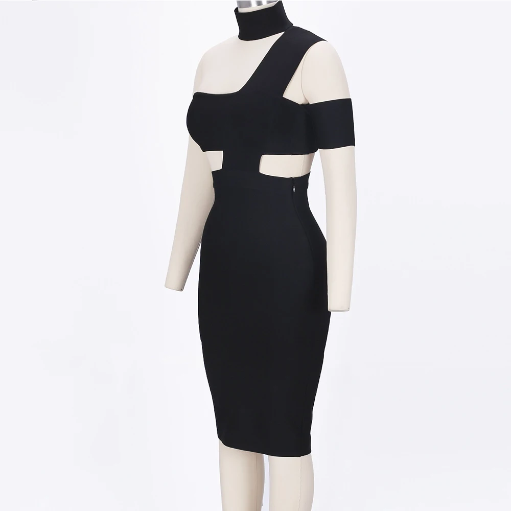 Ocstrade Vestido Бандажное платье миди платье, последний писк моды, Новинки для женщин с лямкой через шею с вырезами Бандажное платье черное сексуальное облегающее Клубное платье вечерние платья