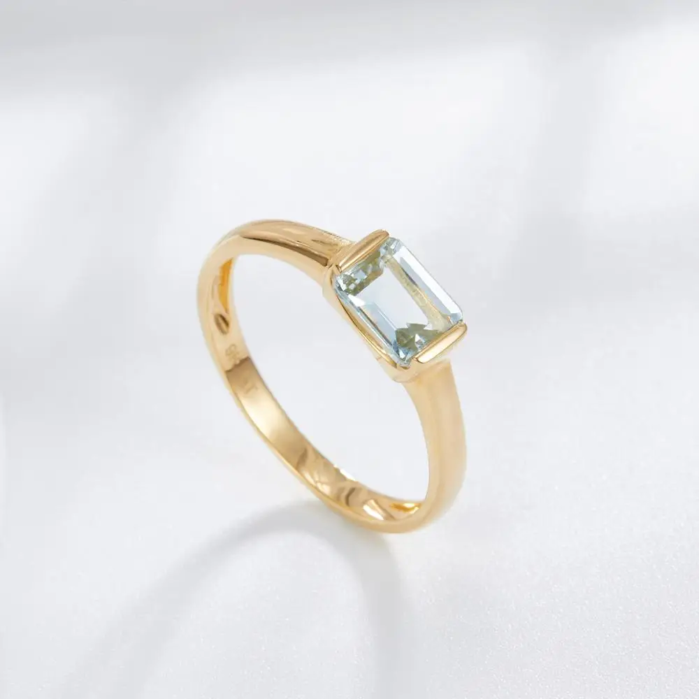 Hutang 9K массивная, желтая, Золотая обручальное кольцо 0.8ct натуральные аквамариновые кольца изысканные свадебные драгоценные камни ювелирные изделия для женщин подарок