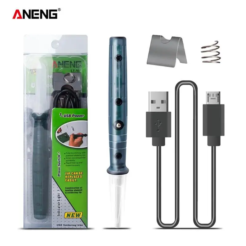 

Портативный USB-паяльник ANENG, профессиональные электрические нагревательные инструменты для переделки с индикатором, ручка со световым инди...