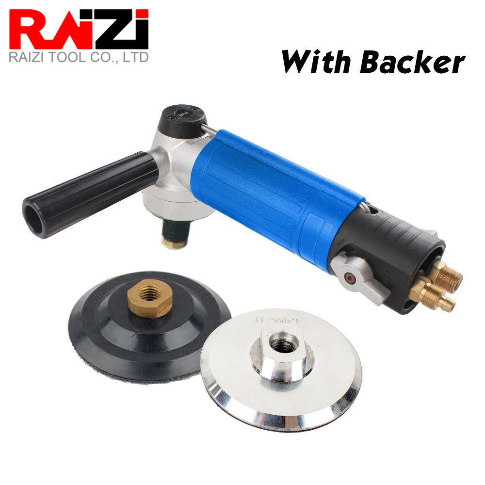 Raizi 1 pc Air Wet Polisher with 4 inch Backer Pad M14 Thread for Marble Granite Stone Polishing Machine Pneumatic Air Tool