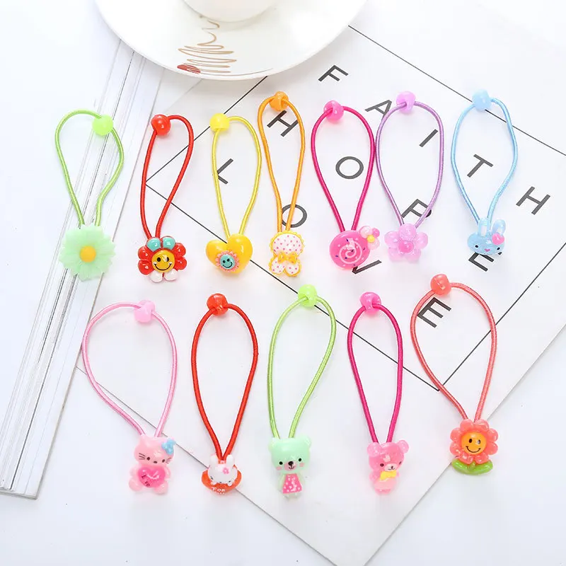 

20Pcs/lot Korean Cute Kids Hair Bands Cartoon Animals Infants Toddler Elastic Hair Rubbers Lovely Flowers Baby Girls Hair Ropes