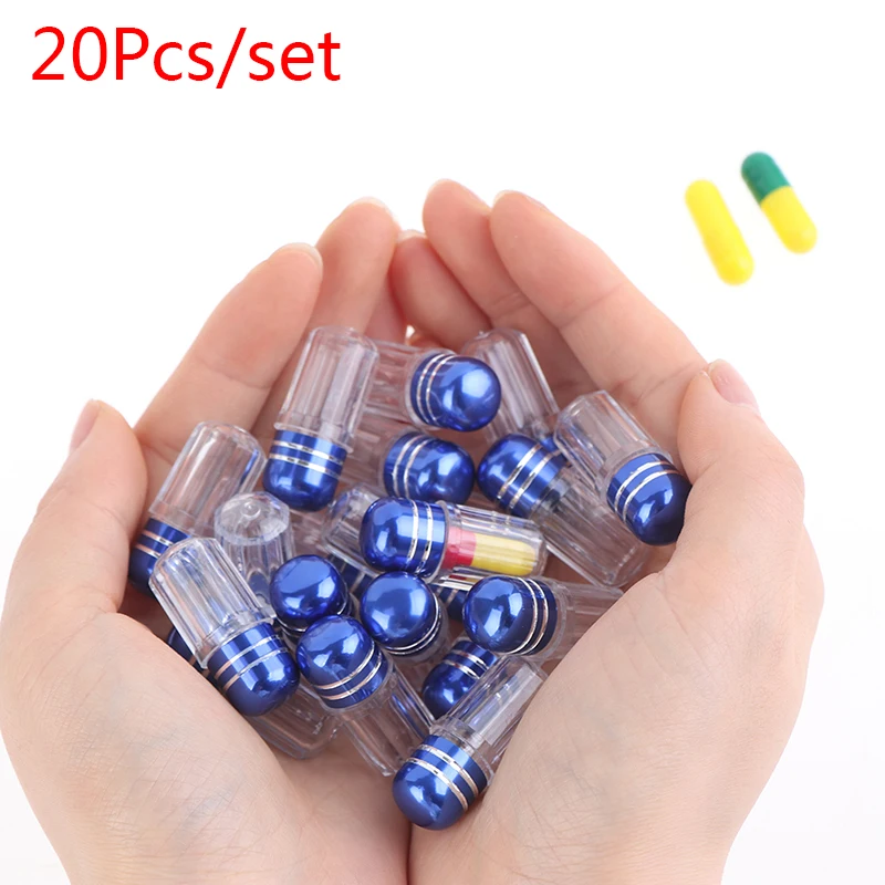 20Pcs Portable Mini Empty Gelatin Capsules Transparent Gel Cap Waterproof Plastic Box Bottle Case Holder Pill Random Color | Красота и
