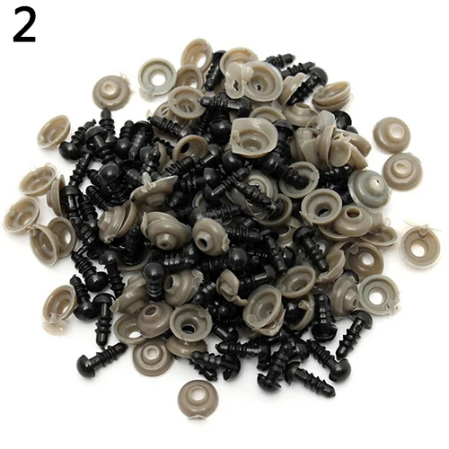 

100 Pcs Black Plastic Toy Eyes Safety DIY 6-14mm for Teddy Bear Animal Dolls