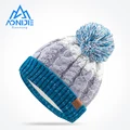 Вязаная шапка AONJIE M28, для детей и взрослых, с флисовой подкладкой, зимняя, шапка с манжетой - фото