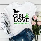 Женские футболки с надписью This Girl Love Herbalife, модные белые футболки с коротким рукавом и надписью Trumblr, на лето