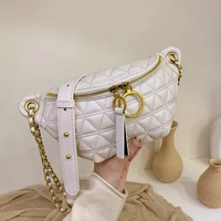 design women chest bag diamond pattern chain belt bag pu leather chain small shoulder messenger bag lady purses belt bag wallet