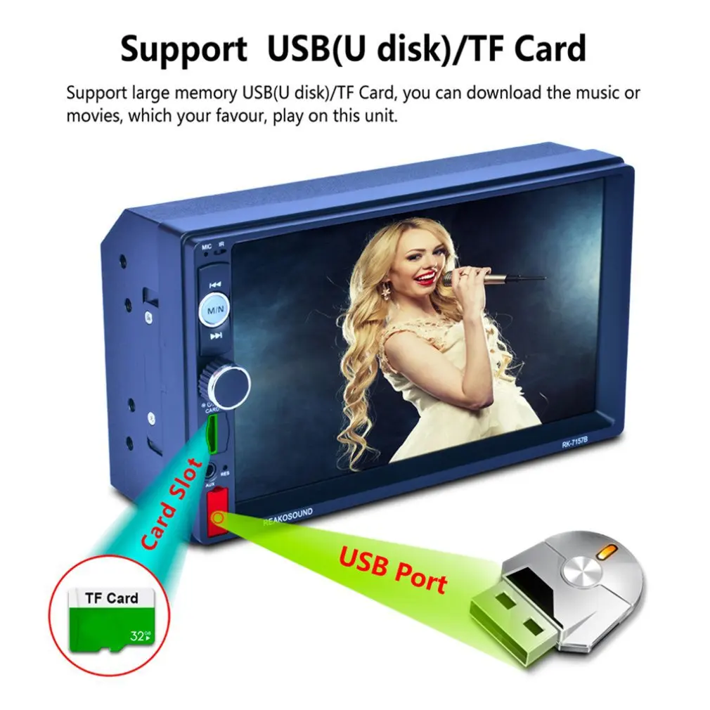 7 "HD lcd сенсорный экран 800*480 Автомобильный MP5 плеер 1080P цветов Кнопка задний
