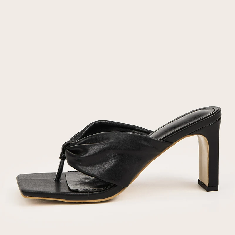 

Women Slippers Sandals Casual Flip Flops Yellow High Heel Sandals Summer Sliders Shoes Women Square Toe Sandals Tong Femme