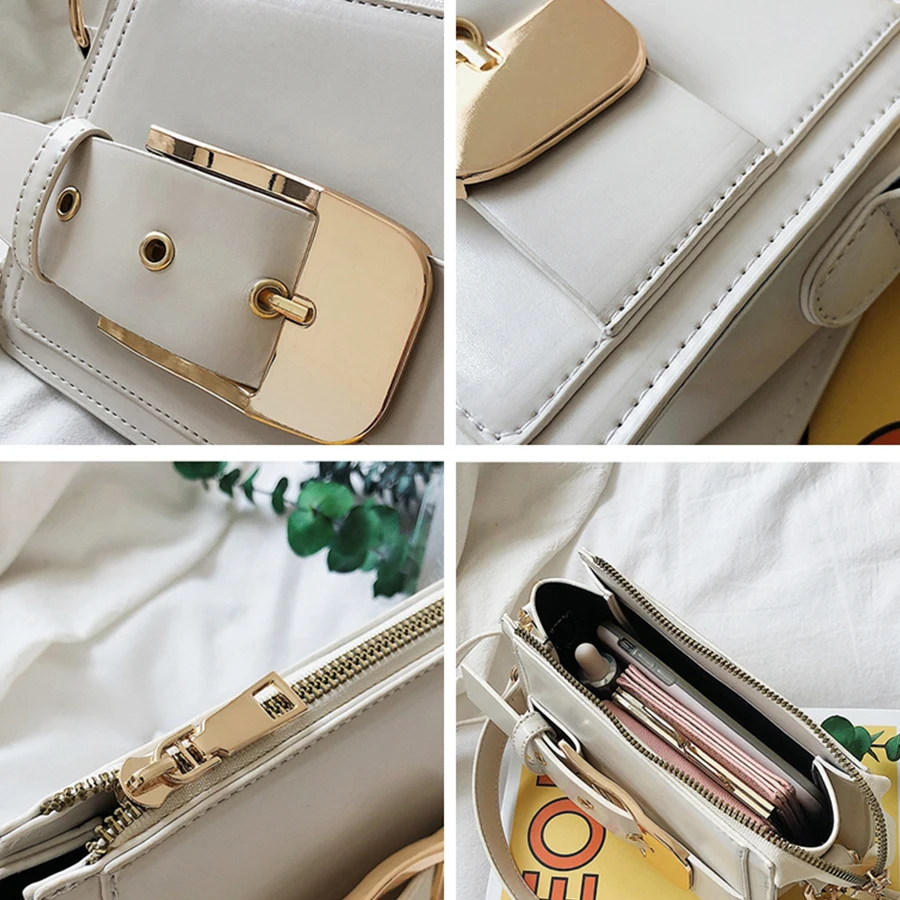 

Fashion Hasp Flap Women's Shoulder Bag Designer Small Solid Color Crossbody Messenger Bags for Women 2021 PU Leather Women Bag