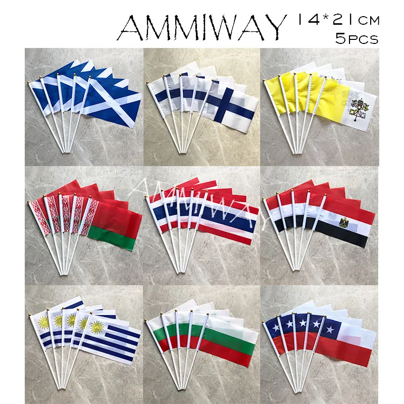 Флаги AMMIWAY 14x21 см 5 шт. Шотландия Финляндия Ватикан Беларусь Таиланд ручной флаг