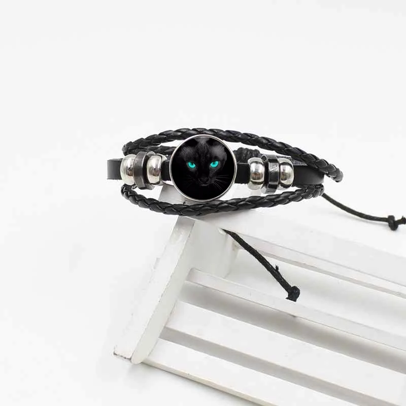 Новый браслет с голубой Луной и котом галактикой из круглого хрустального стекла