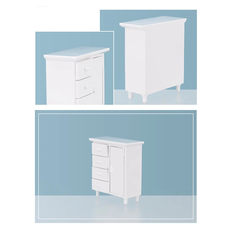 

1:12 Dollhouse Miniature Wood Display Cupboard Cabinet Showcase Doll House Cabinet Cupboard Four Drawer Chest