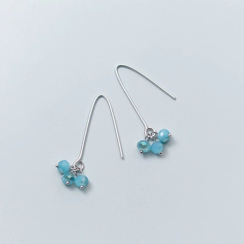 Trusta 100% Стерлинговое Серебро 925 пробы синтетический синий кристалл 3 1 см х 0 8