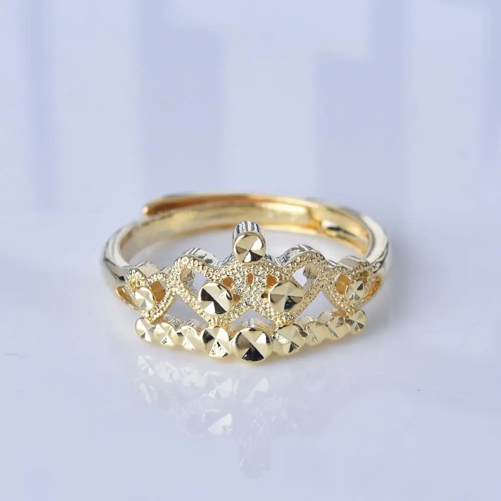

Luxury Gold color adjustable Crown rings for women New Fine Wedding Ring Engagement Ring
