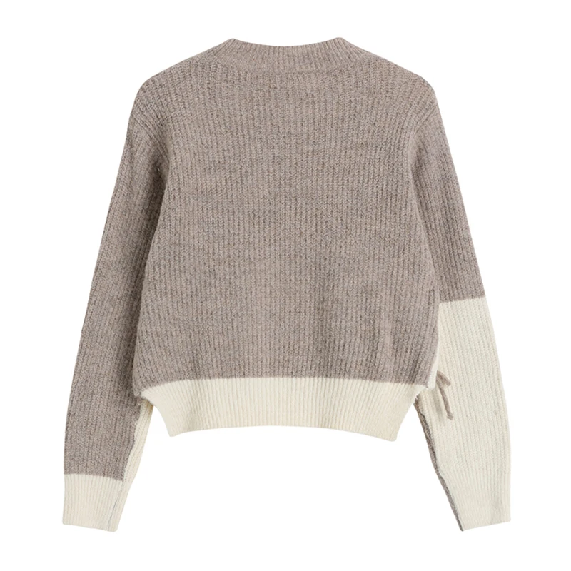 Женский свитер с длинным рукавом винтажный вязаный пуловер свободного покроя со