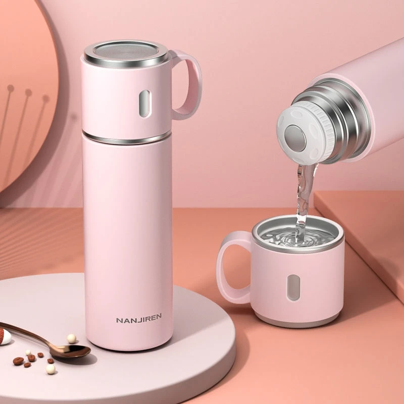 

500ml Coffee Travel Mug Vacuum Flasks Thermal Water Bottle Build-in Lid Cup Stainless Steel Thermos Bottle Pot Gifts Office Cup