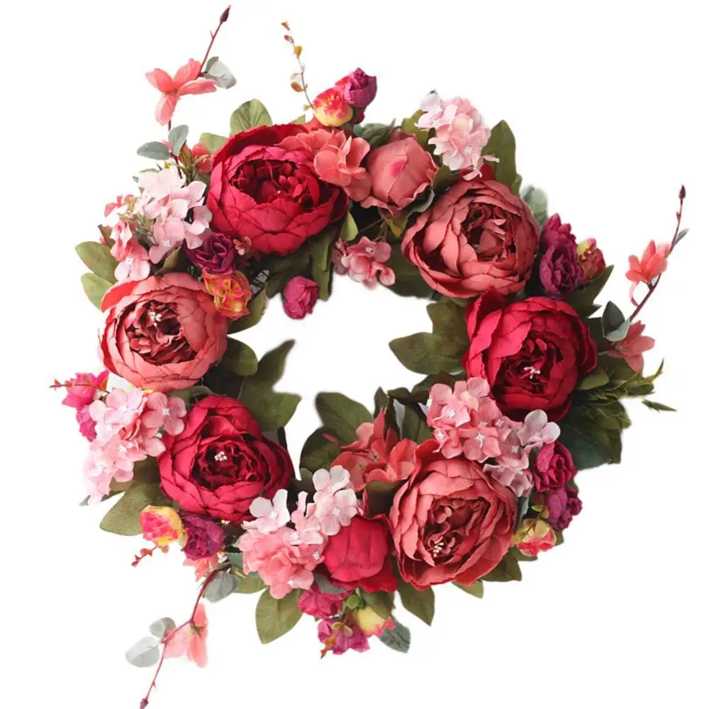 

multiple styles Silk Peony Artificial Flowers Wreaths Door Perfect Quality simulation Garland For Wedding Home Party decoration