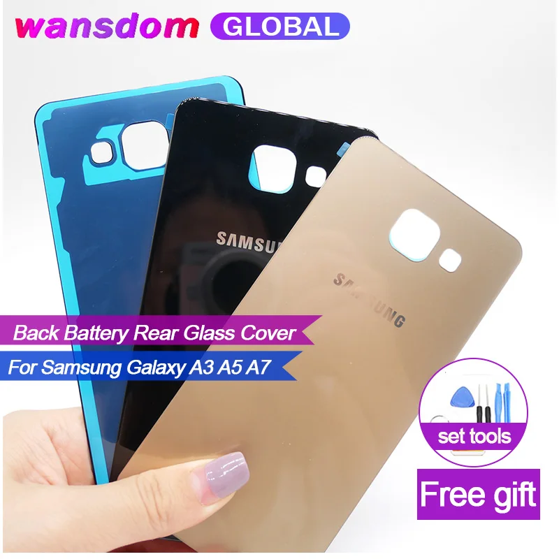 Прозрачная задняя крышка батарейного отсека стеклянная для Samsung Galaxy A5 A7 2016 A310 A510