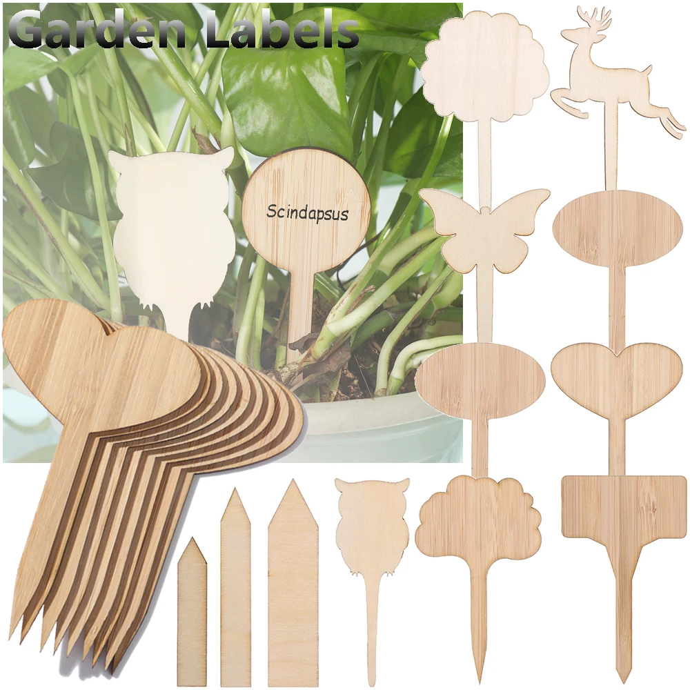 10 шт. бамбуковые деревянные значки садовые маркеры Т образные растительные
