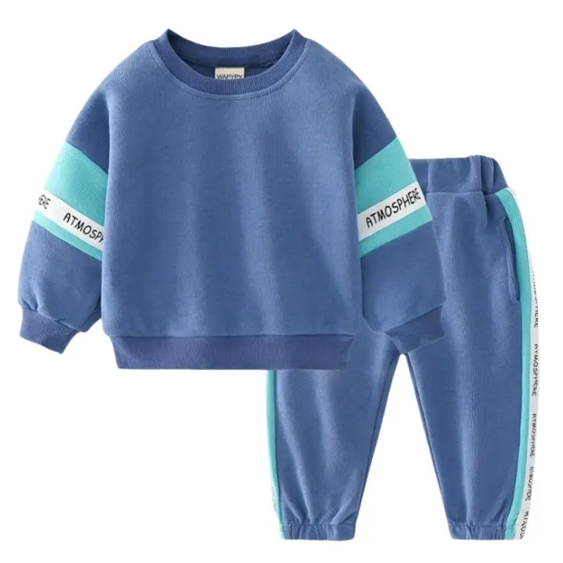 

Комплект одежды для маленьких мальчиков на весну и осень, хлопковый детский спортивный костюм для малышей, пуловер для мальчиков с капюшоно...