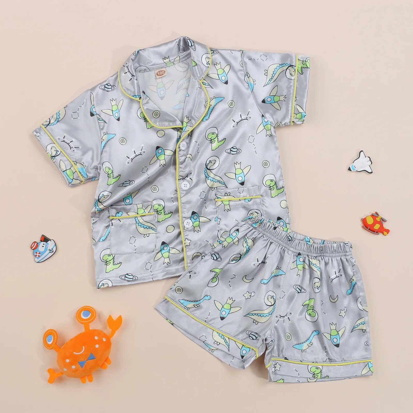 Пижамный комплект из 2 предметов топ с коротким рукавом и мультяшным принтом для