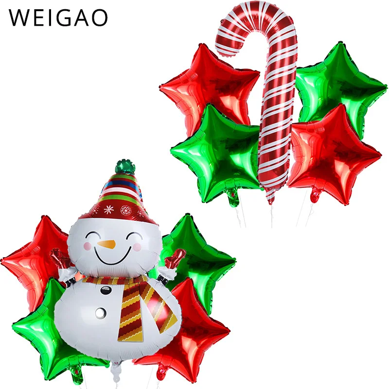 WEIGAO 5 шт. фольгированные шары красные конфеты тростника Снеговик Счастливого