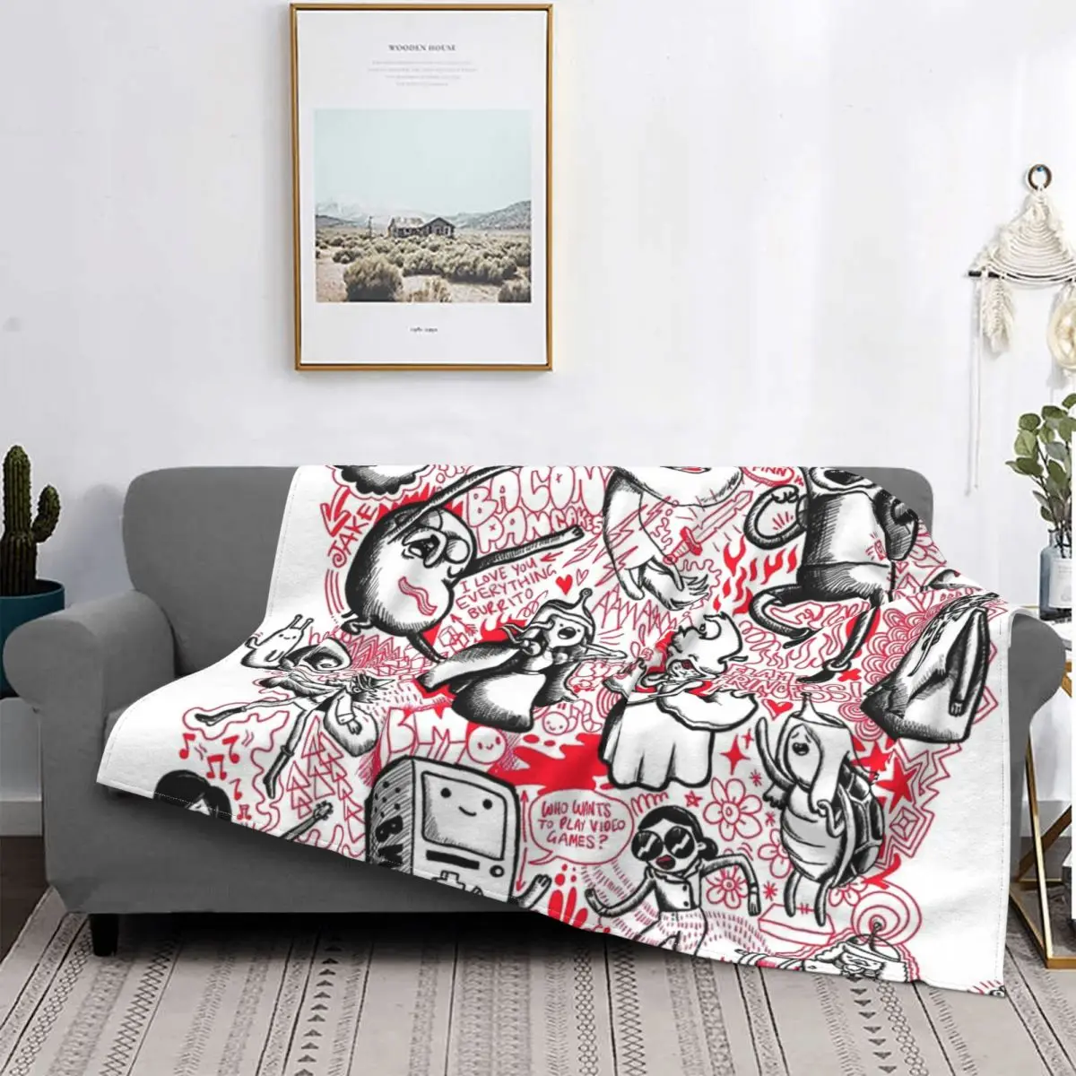 

Manta de bocetos My Adventure Time, a cuadros para cama colcha, manta de muselina de 90, textil de lujo