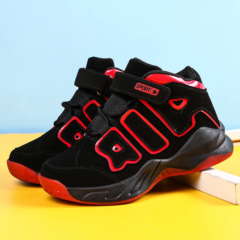 

Баскетбольная обувь для мальчиков, высококачественные детские кроссовки, уличная Нескользящая спортивная обувь больших размеров, спортив...