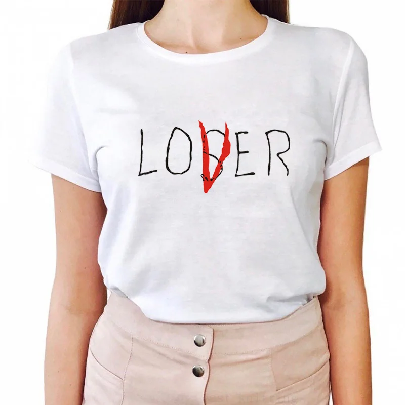 Женская футболка с надписью Lover Loser забавные летние футболки короткими рукавами в