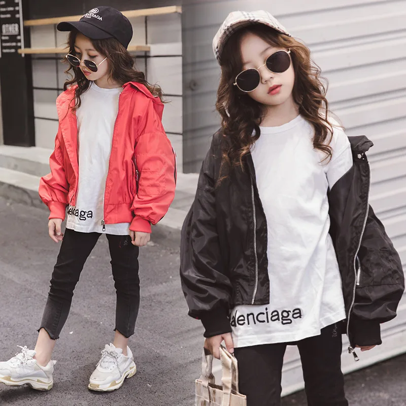 Куртка-бомбер в полоску для девочек модная верхняя одежда активного отдыха