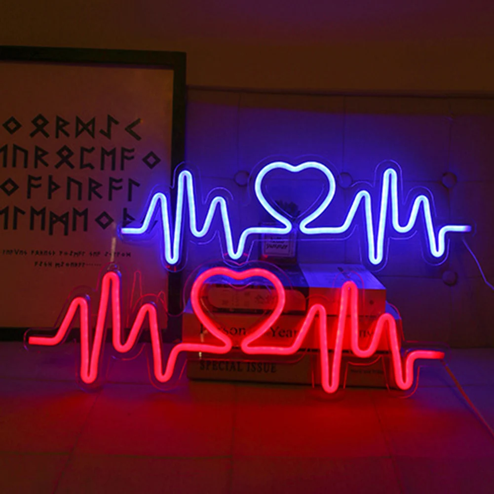 

Heartbeat LED Neon Romantic Lighting Backplane Lighing Acrylic Confession Decor Living Room Home Party Decor