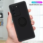 Чехол для телефона Samsung Galaxy S 21 20 FE Plus Ultra Note 10 Plus 20 Ultra A 10 20 30 50 71 80, чехол с кольцом-держателем из жидкого силикона
