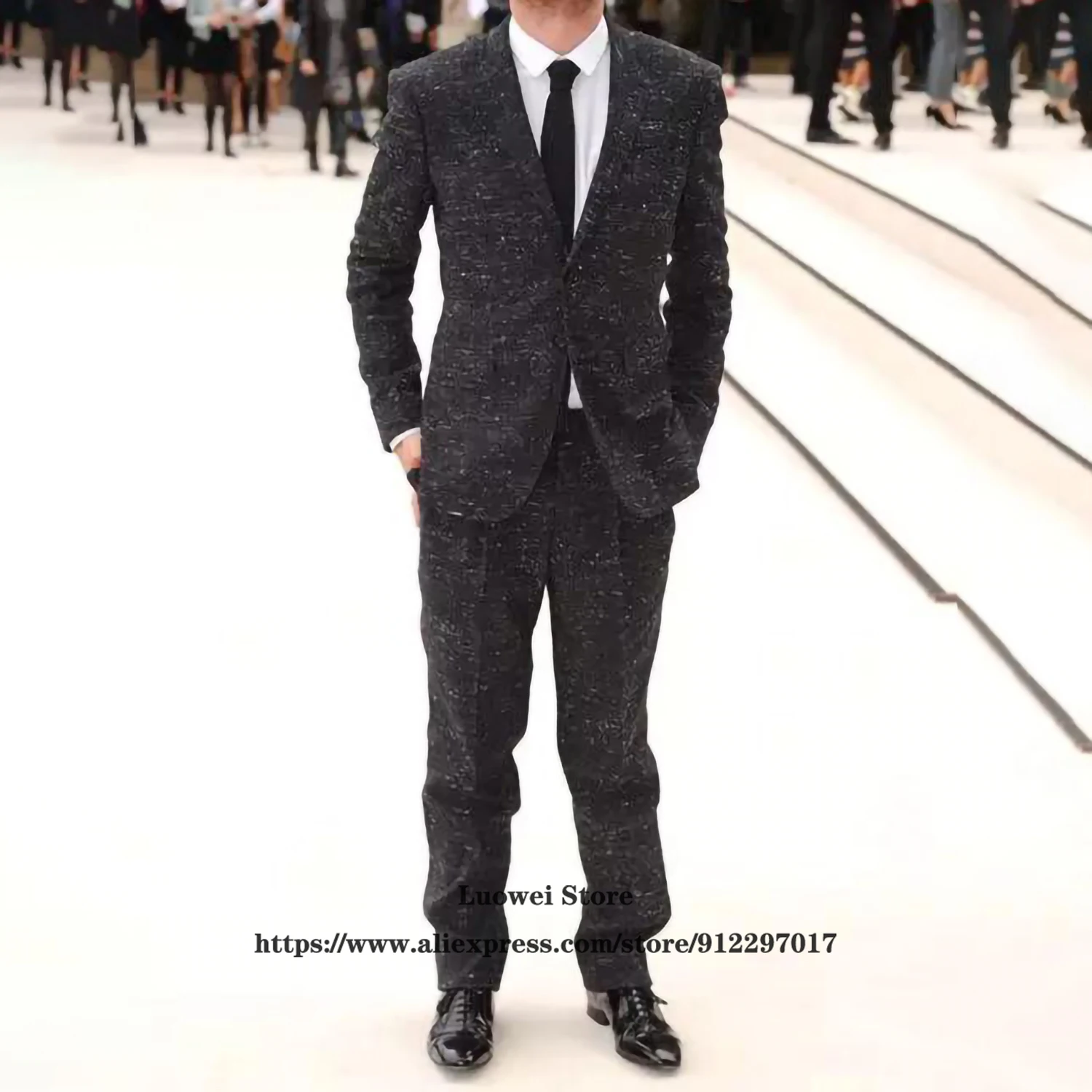 

Костюм твидовый мужской из 2 предметов, Классический Повседневный шерстяной деловой Блейзер, смокинг для жениха, пиджак и брюки, для свадьбы