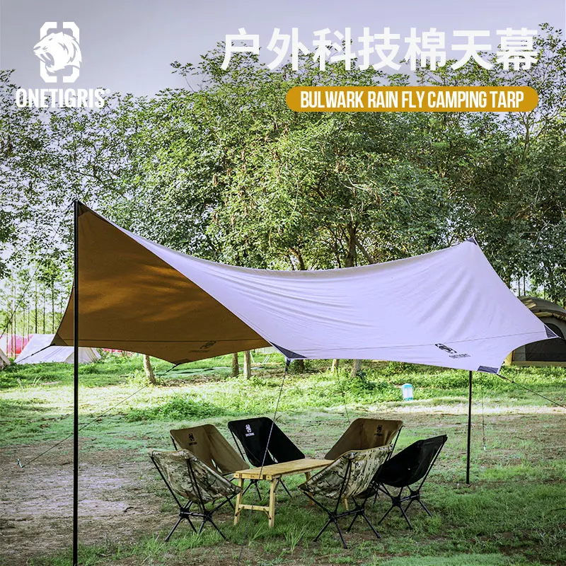 

OneTigris Bulwark Rain Fly Camping Tarp TC Sun protection 5x4m Durable Backpacking Tarpaulin Beach Tent Awning