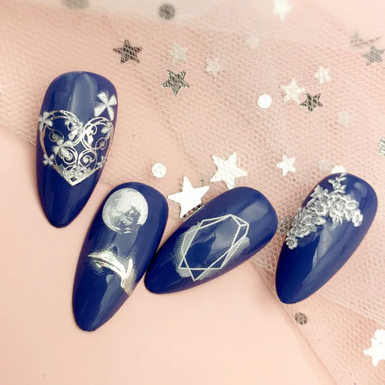 

5D White Lace Flower Nail Sticker Leaf Ballet Geometric Butterfly Gradient Abstract Nail Design Decoration SAJP3001-3018