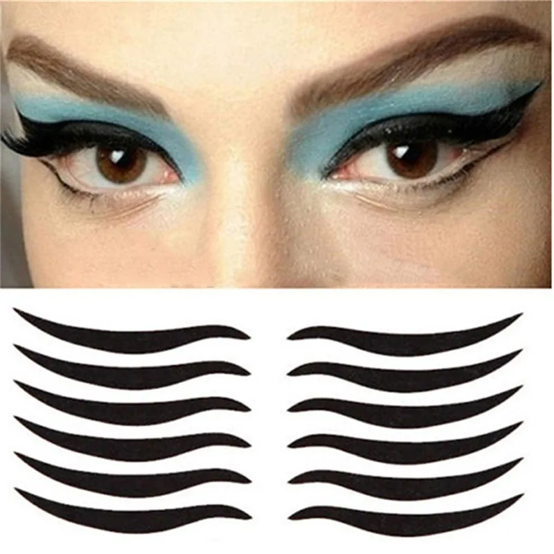 Makeup Tools New Eyebrow Stencils Cat Eyeliner Model Stencil Kit Guide Template Maquiagem Double Wing Eye Shadow Frame Card images - 6