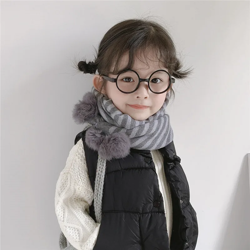 

Clearance Sale Winter Warm Scarf for Boys Girls Fashion Stripe Cashmere Scarves Japanese Kawaii Cute Thicken Thermal Neck Collar