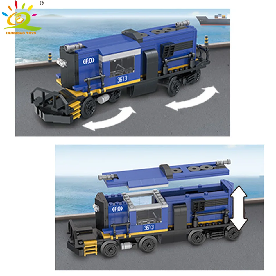 Игрушки HUIQIBAO 624 шт. для грузовых поездов рельс строительные блоки детей городской