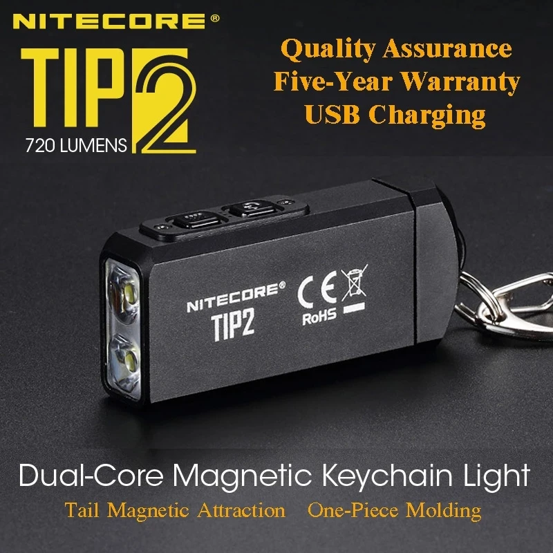 NITECORE TIP2 CREE XP-G3 S3 720 люмен USB Перезаряжаемый брелок светодиодный фонафонарь с