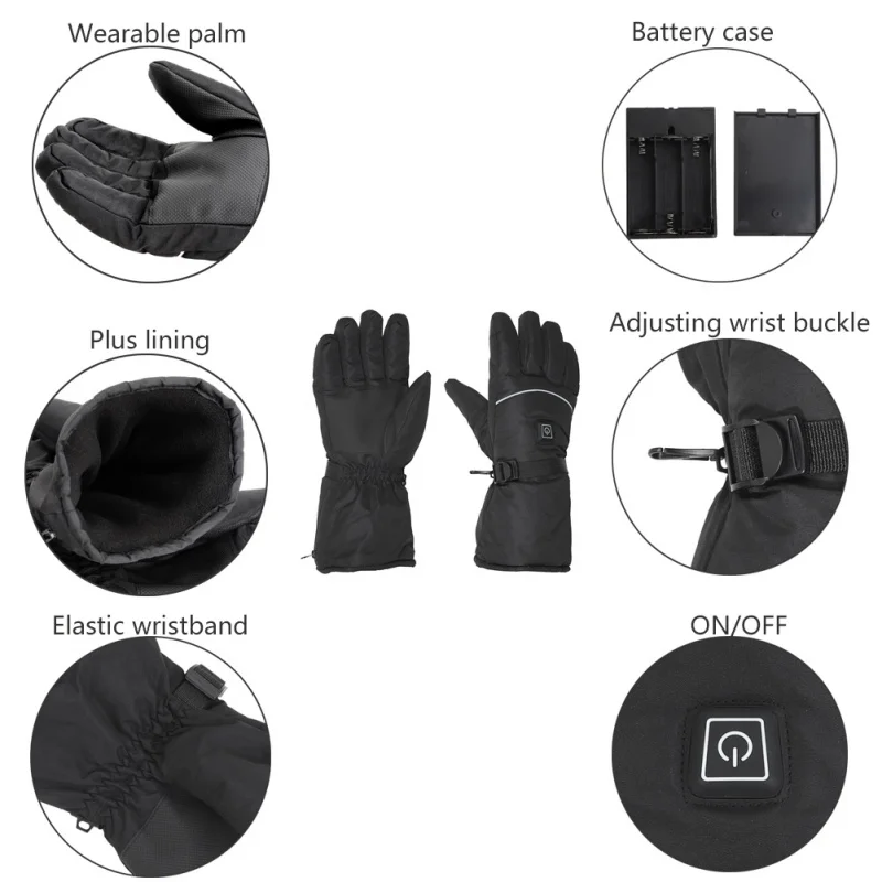 

1 Pair Outdoor Motorcycle Electric Warm Winter Heated Gloves Waterproof Battery Powered Gloves For Riding Ski Cycling Hunting