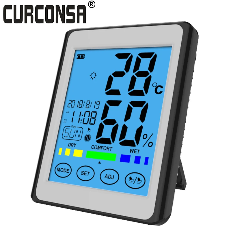

Электронная цифровая метеостанция CURCONSA, измеритель температуры и влажности с ЖК дисплеем, термометр, гигрометр для дома и улицы