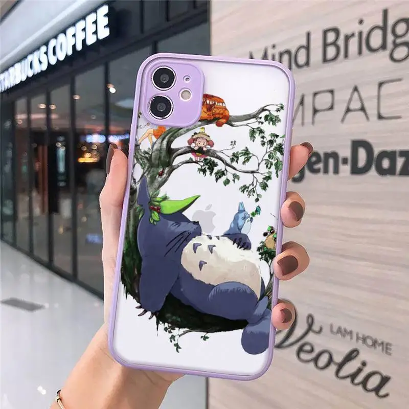 

Cartoon Ghibli Miyazaki Totoro Phone Case Matte For iPhone 12 Mini 11 Pro XR XS Max 7 8 Plus X Hard PC Back Cover
