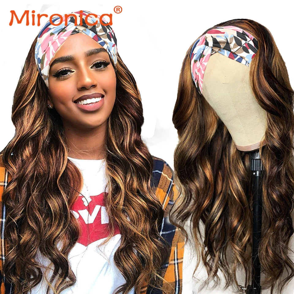 

Ombre Headband Wigs Human Hair Body Wave Headband Full Machine Made Remy Human Hair Wigs Brazilian Highlight Honey Blonde Wigs