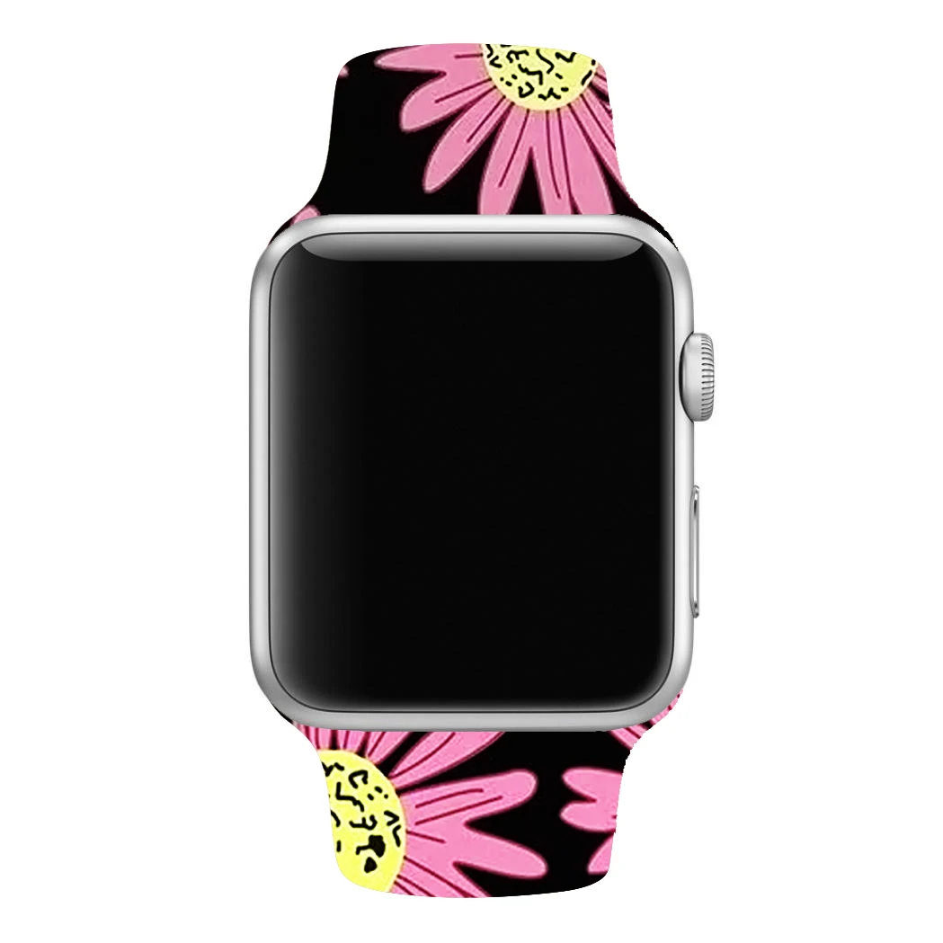 Силиконовый напечатанный Рождественский подарок ремешок для Apple watch 5 4 3 2 1 полосы 40 мм 44 мм цветочный ремешок для iWatch серии 5 4 3 2 38 мм 42 мм