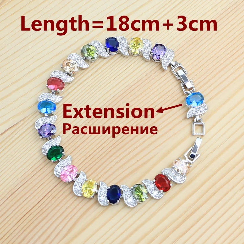 

Classic 925 Sterling Silver Bridal Bracelets for Women Wedding Sky Blue Cubic Zirconia Length 21CM Two Buttons Free Gift Box
