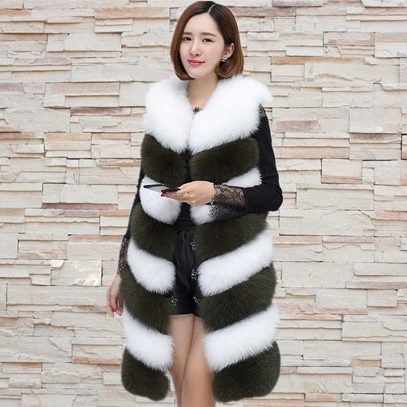 

Women's Winter Warm Faux Fox Fur Vest,Sleeveless Parka Jacket