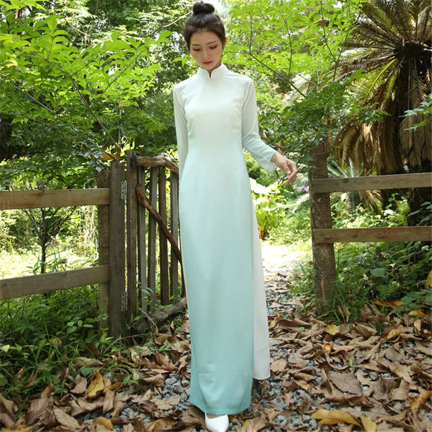 Изящное летнее платье для женщин в стиле ретро от AO Dai, новинка, вьетнамский стиль, чонсам, шифоновое, вечерние, китайское, элегантное, женское, длинное платье