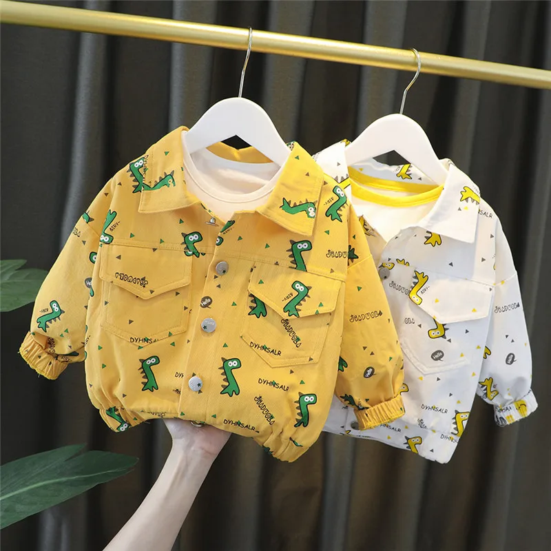 

Baby Clothes Children's Clothing 2020 New Boy Girl Autumn Coat Cute Kids Clothes With Dinosaur Pattern Lapel Fashion coat