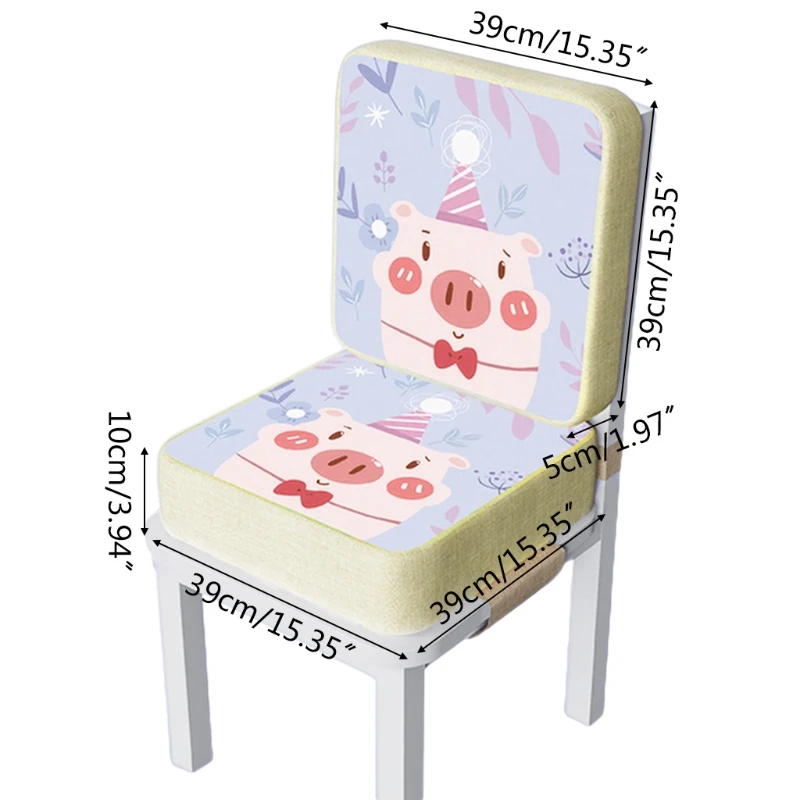 

H05C 2 Pcs/Set Anti-Skid Cartoon Printing Dining Children Cushion Increased Pad Adjustable Removable High Chair Booster