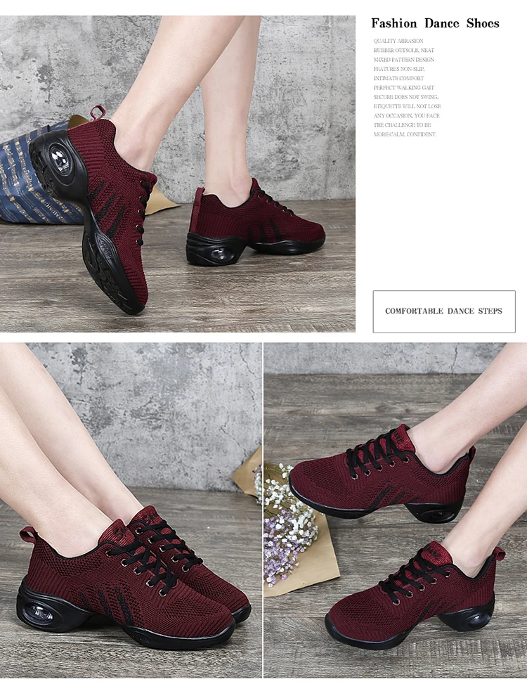 Zapatos De Baile Latino Mujer танцевальная обувь для женщин Джаз дыхание Спортивный Бюстгалтер с сеткой вентиляции практичные кроссовки для женщин современный танец